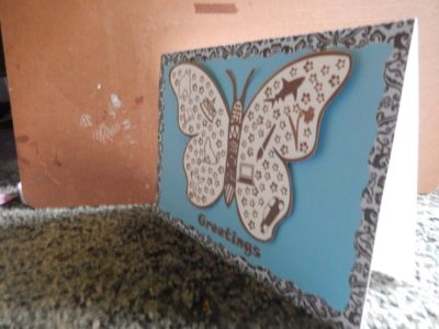 Side view of butterfly card