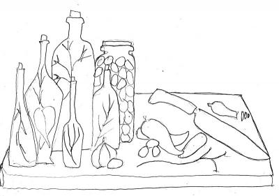 Rough Sketch Cutting Board Fewer Lines