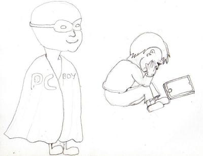 Sketches of PC Boy and victim