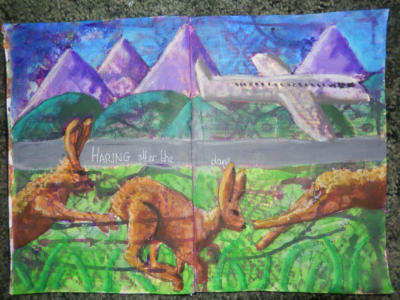 Read more about the article Haring after the Plane Art Journal Spread