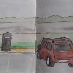 Sketch of car in car park