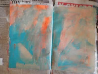 orange and blue paint strokes