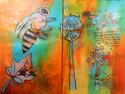 Book pages showing finished piece