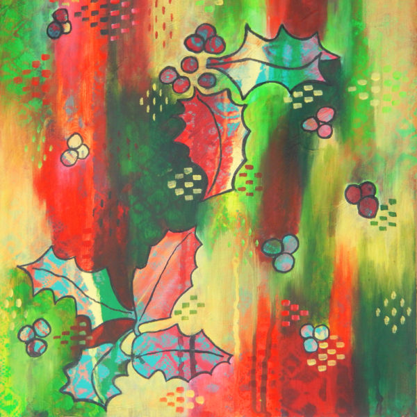 Holly abstract christmas cards art