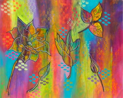 Colourful painting of clematis