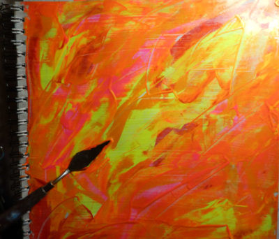 Paint smooshed with pallet knife