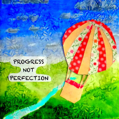 hot air balloon art journal page