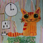 Cat character on finished page