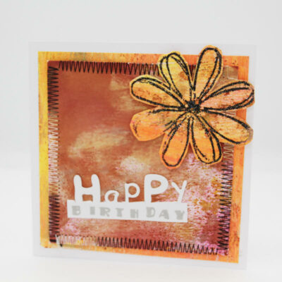 Unique Handmade Orange Daisy Birthday Card