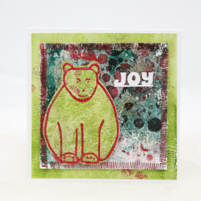 Happy Red Polar Bear on Xmas Card