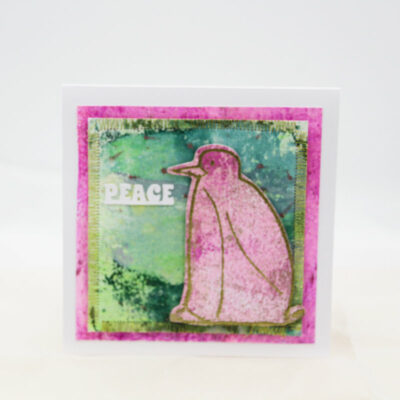 Affordable Penguin Christmas Card with Gold Embossing