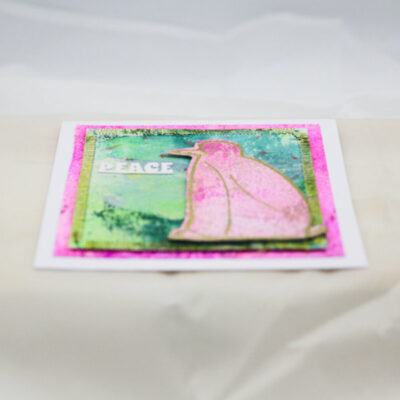 Affordable Penguin Christmas Card with Gold Embossing