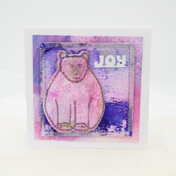 Pink festive polar bear card