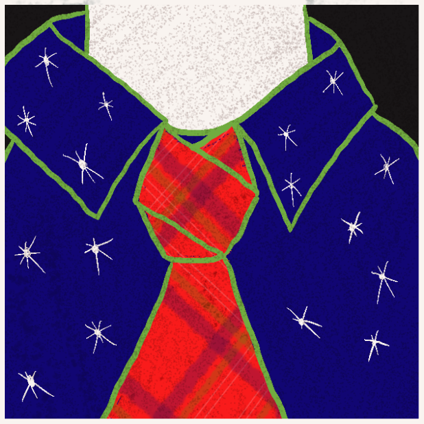 Blue shirt with tartan tie