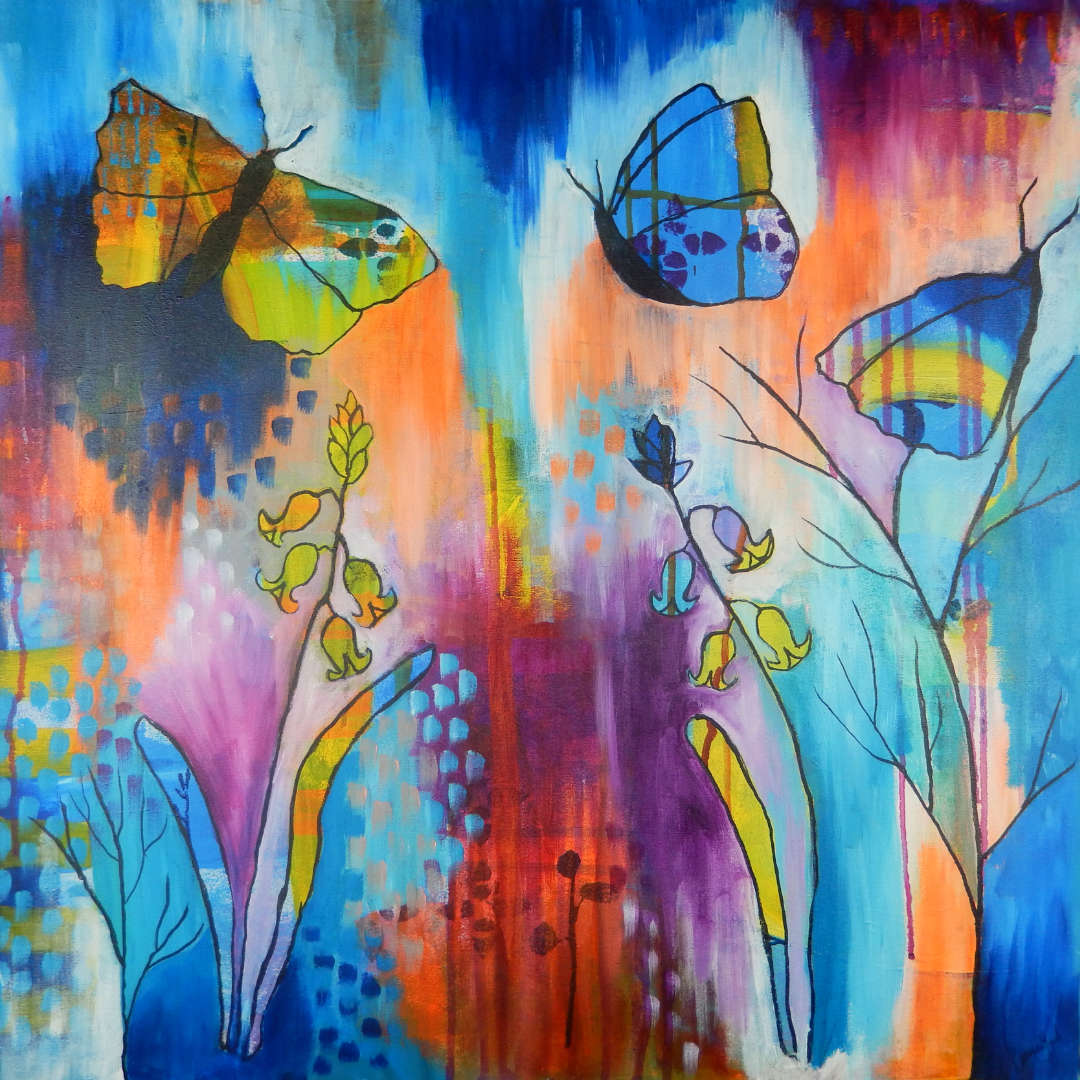 Butterfly and bluebell themed art