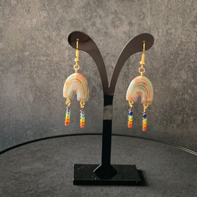 Rainbow earrings from distance