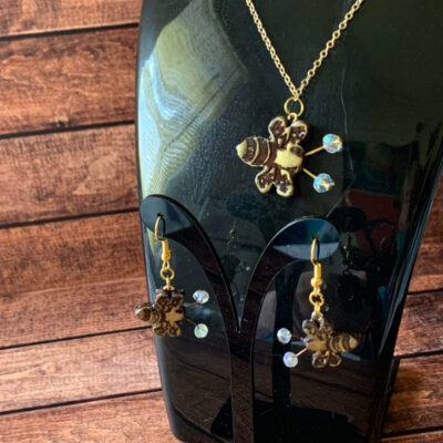 Bee earrings and bee necklace