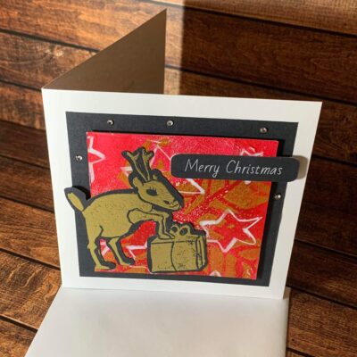 Alluring Gold Embossed Present with Stars Gelli