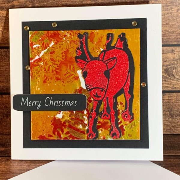 Embossed Red Reindeer Card