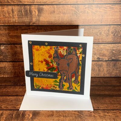 Creative Copper Reindeer with Bauble on Metallic Print