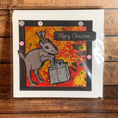 Reindeer with Present on Festive Print Card