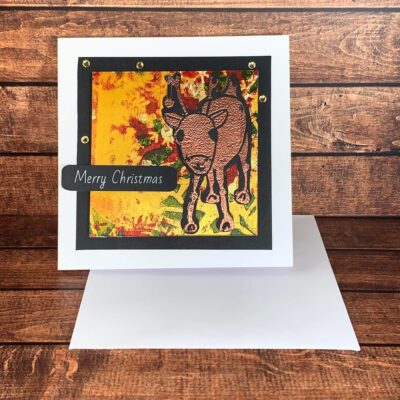 Creative Copper Reindeer with Bauble on Metallic Print