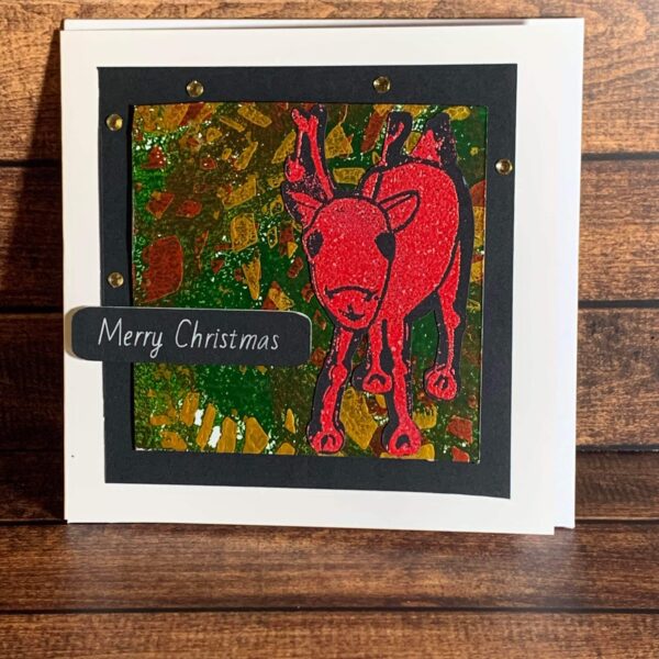 Sensational Red Reindeer on Abstract Print